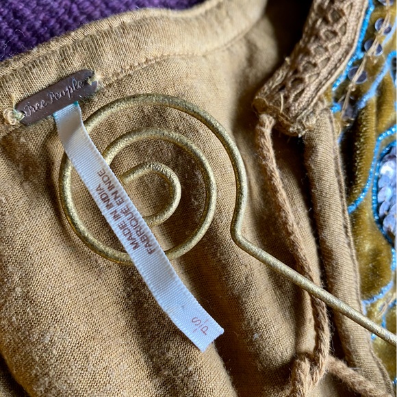 FREE PEOPLE | Trendy Boho Fall Autumn Holiday Party Velvet Embellished Sz S - Picture 8 of 13